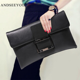 ANDSEEYOU真皮包包信封包气质手拿包女包韩版2025新款情人节时尚百搭宴会包 黑色