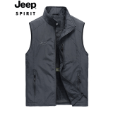 JEEP SPIRIT吉普马甲男士春秋薄款透气多口袋马夹外套户外休闲坎肩可定制LOGO 3010灰色春秋款 XL /135-150斤
