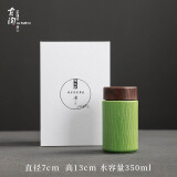 古石尊 办公室水杯双层陶瓷随手杯创意时尚办公杯木纹密封盖定制商务礼品杯礼盒装 单层木纹杯  矮款  抹茶色