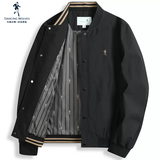与狼共舞【夹棉】棒球领休闲夹克男2025秋冬新款撞色条纹保暖男士外套1158 黑色001 M (170)