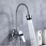 明哲 铜明装厨房冷热水龙头挂墙式明管混水阀洗衣池洗菜盆阳台龙头 明装厨房龙头MZ3-805