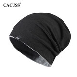 CACUSS帽子男秋冬薄款棉包头套头帽女士产后月子帽保暖孕妇空调帽 黑中