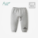 棉棉柔男宝宝开裆裤秋冬婴儿裤子冬季婴幼儿保暖裤纯棉儿童秋裤夹棉男童 花灰色【开裆款】 110