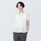 无印良品（MUJI） 女式 强捻短袖罩衫女装衬衫衬衣内搭夏季款纯棉全棉上衣BC2J8C4S 白色 L 165/88A