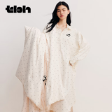 野兽派家居熊猫嘭嘭天丝棉条纹家居衬衫裙女士家居服可外穿夏季睡衣 熊猫嘭嘭 天丝棉短款衬衫裙 波点 S