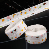 自粘厨房水槽美缝贴洗漱台墙角亚克力透明印花防水条防油防霉胶带 白底花样水果