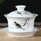 盛天下 青花盖碗茶杯陶瓷三才杯八宝碗茶碗大号泡茶器介碗釉中彩 喜上枝头