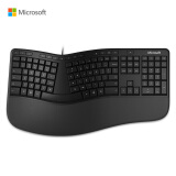 微软 (Microsoft) 人体工学键盘 黑色 | 有线键盘 力学设计 舒适可靠 全尺寸键盘 办公键盘