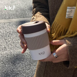 吻吻鱼KKF吻吻鱼咖啡杯随行身水杯子保温保冷外带出便携带不锈钢高颜值 牛奶可可-360ML