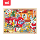 TOI儿童故事拼图玩具幼儿早教木质拼图拼板男孩玩具女孩生日礼物2-3-4-5-6岁 24片消防车