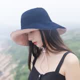 SOMUBAY 帽子女ins双面网红渔夫帽女韩版百搭日系小清新可爱chic潮防晒遮阳帽子春夏太阳帽 DYM-136(10CM)棉料双面 藏青+浅粉 M(56-58cm)
