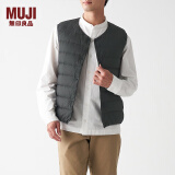 无印良品（MUJI）男式 轻量 便携 无领 羽绒背心  男款马甲坎肩马夹 ADG10C1A 深灰色 S 165/84A