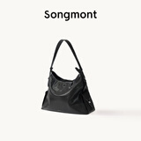 Songmont山下有松循迹系列hobo包植鞣牛皮通勤松弛感单肩斜挎软包 烟墨黑 小号 白钢五金 现货