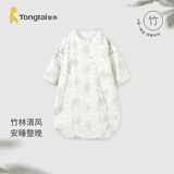 童泰婴儿睡袋春夏季宝宝睡衣纱布薄款可拆短袖一体式防踢被四季通用 绿色（前6后4可拆袖） 73cm（推荐身高75-90cm）