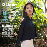 OhSunny防晒衣女新款宽松透气连帽披肩衫开车防晒服薄外套 暗夜黑 M/F