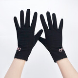 春夏防晒手套薄款女秋季纯棉触屏透气开车防滑弹力骑电车 黑色 均码