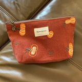 美摘miucatch棉麻童话风化妆包圣诞节刺绣可爱大容量便携帆布拉链封口收纳包中包 瓜