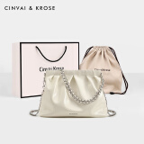 CinvaiKrose官网包包女包轻奢垃圾袋托特包2025新款链条流浪包斜挎包腋下女包 奶油白