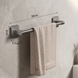 百悍枪灰毛巾杆毛巾架免打孔卫生间置物架浴室洗手间收纳架子厕所洗漱 【无痕贴】毛巾杆枪灰30CM