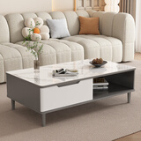 沐希拓茶几客厅轻奢高级茶机2025款小户型岩板茶几电视柜组合奶油风茶几 两抽款 1.2米茶几 -灰色【岩板】 【90%人选择】送货入户+包安装