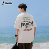 POUM美式复古纯棉短袖男女士夏季潮流宽松大码休闲t恤上衣PH16白色XL