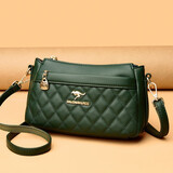 东选中年妈妈包包斜挎包新款潮百搭情人节单肩女士真皮质感小包 绿色