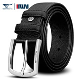 七匹狼（SEPTWOLVES）皮带男士真皮针扣腰带商务头层牛皮中青年休闲牛仔裤带男装 系列二黑色款