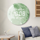 摩门（Momen）星球万年历电子钟12英寸夜光温度声控 客厅餐厅卧室挂钟 静声挂表 30cm-侘寂风【蓄电款】 12英寸