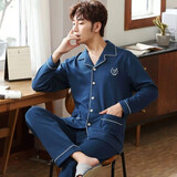 曼德莱芬 春秋季加肥加大号4XL睡衣男士纯棉长袖肥佬超大码家居服套装