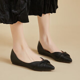 达芙妮单鞋女新款夏季尖头气质平底鞋一脚蹬舒适百搭女鞋子 黑色 35