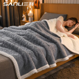 三利塔芙绒毛毯双面加厚毛巾被子秋冬季午睡毯床上沙发盖毯蓝色2*2.3m