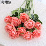 黛莉森仿真玫瑰花假花婚礼装饰花摆设客厅餐厅永生花摆件生日礼物送女友 10枝玫瑰-粉色