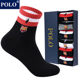POLO袜子男时尚中筒袜6双装 秋冬中厚棉保暖吸汗舒适彩色篮球棉袜 6双 四色【型号3296】 39-45码鞋合适