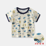 衣丽家泰儿童短袖T恤夏季轻薄冰丝上衣宝宝时尚卡通套头衫 冰丝短袖-藏蓝小象 110cm