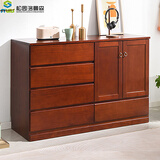 松园洛曼森 五斗柜 实木简约现代抽屉衣物收纳柜卧室带门储物柜五斗橱电视柜 五斗二门板栗色140*43*85cm