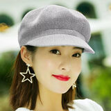 华琉衣新款夏天帽子女韩版百搭贝雷帽子出游遮阳防晒鸭舌帽子八角帽草帽 八角帽【灰色】 可调节