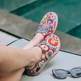 U·IN彩绘旅行鞋托莱多1花卉时尚软底女鞋一脚蹬帆布鞋 花花世界 38