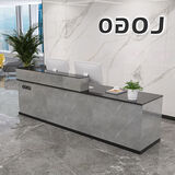 徕小象 新款收银台吧台隔断柜台一体桌公司接待桌超市饭店商用 灰石纹+黑色 哑光 右转角 120*60*100