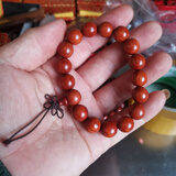 红心老桃木手串雷击木佛珠手链把件念珠原木原色不上柒不褪色 男女同款单珠直径12mm 带佛头三通