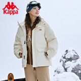 卡帕（Kappa）学院风羽绒服情侣工装羽绒服连帽面包服防寒服 羊脂白-0111 S