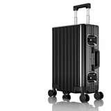 漫游全铝镁合金行李箱金属男铝框拉杆箱登机箱大旅行箱包小箱子 黑色加厚航空级铝镁合金 24英寸 2025焕新版需托运