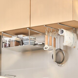 铭泉友盛厨房置物架橱柜下挂菜板挂篮免打孔多功能厨房用品收纳锅盖卷纸架 挂篮【大号】【不锈钢】