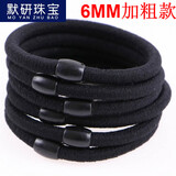 默研（MOYAN）韩版黑色发绳黑皮筋橡皮圈扎头发绳发圈接缝加粗简约头 10根装加粗款黑色【6.5MM无扣】