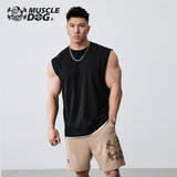 Muscledog肌肉狗 运动背心男士夏季潮流纯色休闲百搭宽松圆领宽肩健身工字背心训练衣服上衣 黑色 XXXL