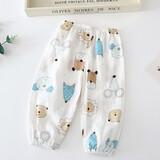 HELLOLUOBO儿童防蚊裤男童纯棉纱布夏季薄款灯笼裤睡裤中小童宝宝春秋款裤子 防蚊小熊 140CM【建议130-138CM身高】