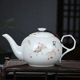 盛天下 景德镇陶瓷青花瓷小茶壶釉中彩过滤泡茶单壶小号功夫茶具手抓壶 秋赋-1L