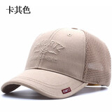 娆蝶男士帽子经典纯色刺绣字母棒球帽网帽防晒遮阳软顶鸭舌帽女四季 卡其色夏季网眼