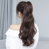 纤缕 马尾假发假马尾假发女马尾长款抓夹式自然卷发网红气质高马尾辫 长卷大波浪抓夹(黑棕色)55cm