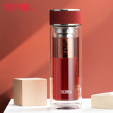 膳魔师（THERMOS）双层玻璃杯商务办公高档水杯男士泡茶杯车载水杯茶水分离节日礼物 TCGA-400-DR红色