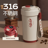 GROOT咖啡保温杯316不锈钢陶瓷覆层内胆智能显示屏男女高颜值定制logo 米白色 智能显示316内胆450ml